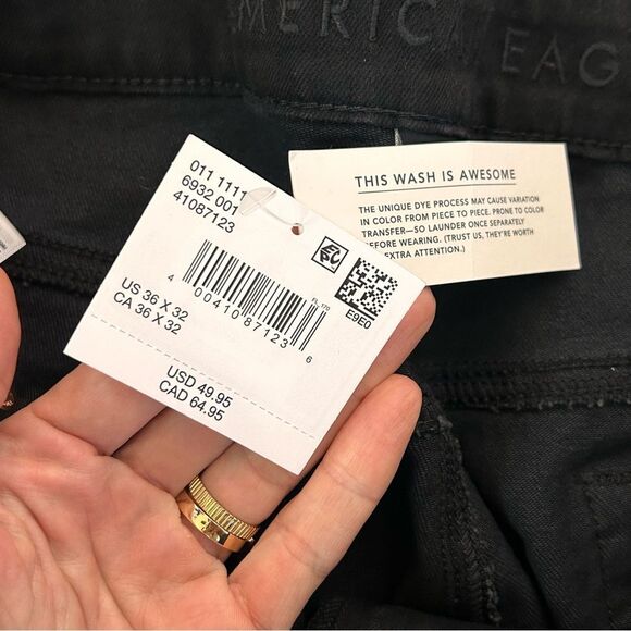 NWT American Eagle black relaxed slim jeans size 36x32 - Picture 7 of 8
